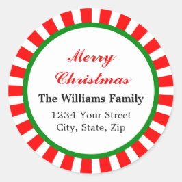 Red jul Peppermint Candy Rand Runt Klistermärke