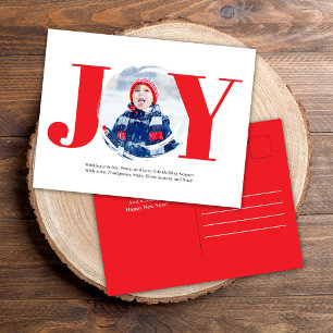 Red jul Photo Collage Joy Typography Helg Vykort