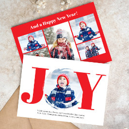 Red jul Photo Collage Joy Typography Julkort