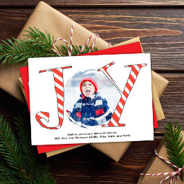 Red jul Photo Collage Joy Typography Julkort