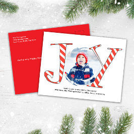 Red jul Photo Collage Joy Typography Vykort