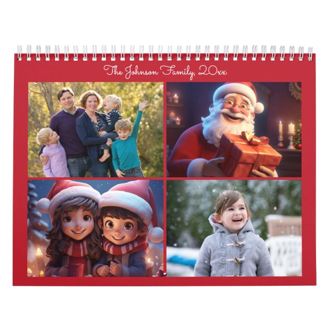 Red jul Photo Family Yarly Calendar Kalender (Omslag)