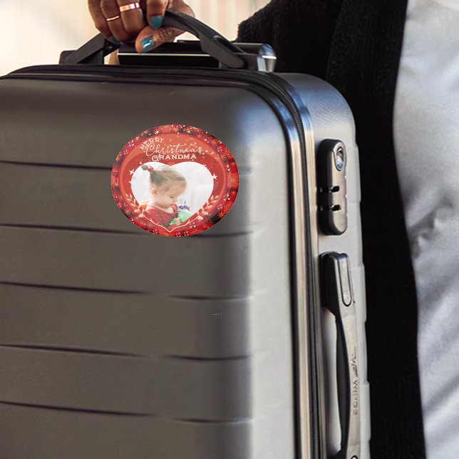 RED jul Photo Grandma Magnet (RED Christmas Photo Grandma Magnet)