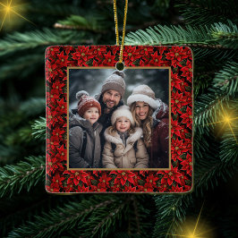 Red jul Poinsettia Anpassningsbar Photo Julgransprydnad Keramik