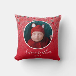 Red jul Poinsettia Personlig Baby Photo Kudde