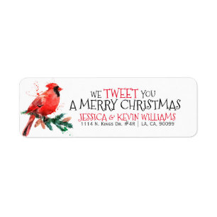 Red jul Robin-We Tweet You A God jul Returadress Etikett