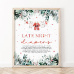 Red jul Santa Baby Shower Late Night Diaper Poster<br><div class="desc">Röda jultomten, babyskorna Sent Natt Diaper Game Signs tillför en festlig, lekfull beröring till din babydusch! Med en sansad röd helgdag med jultomten inslag, skyltar dessa gäster från inbjudan att lägga till humoristiska anteckningar till sena natttidningsförändringar, vilket ger lite roligt och skratt till dessa sömnlösa nätter. Perfekt för en helgdag-temad...</div>