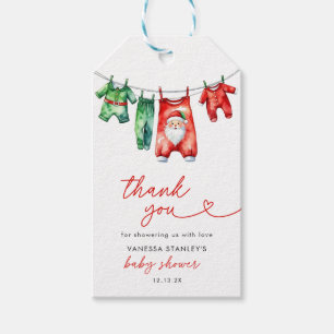 Red jul Santa Baby Shower Tack Presentetikett