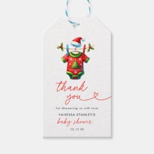 Red jul Santa Baby Shower Tack Presentetikett