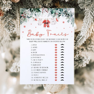 Red jul Santa Baby Traits Baby Shower Game Inbjudningar