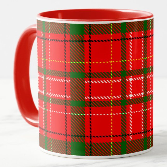 Red jul Tartan Play Mönster Design Mugg (Skapare uppladdad)