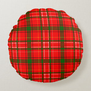 Red jul Tartan Play Mönster Design Rund Kudde