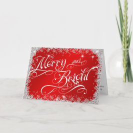 Red jul Typography Merry and Bright Customiz Helgkort