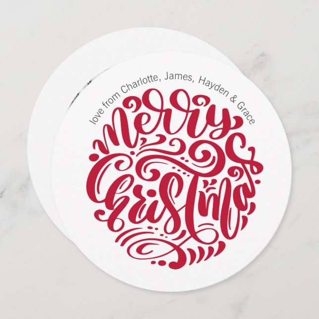 Red jul Typography Personlig Photo Julkort (Fram/baksida)