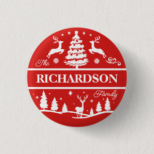 Red jul White Family Namn Personlig Namn Knapp