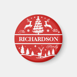 Red jul White Family Namn Personlig Namn Magnet