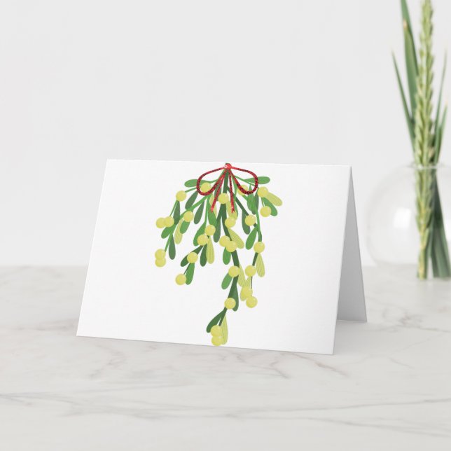 Red julafton mistletoe helgkort (Framsida)