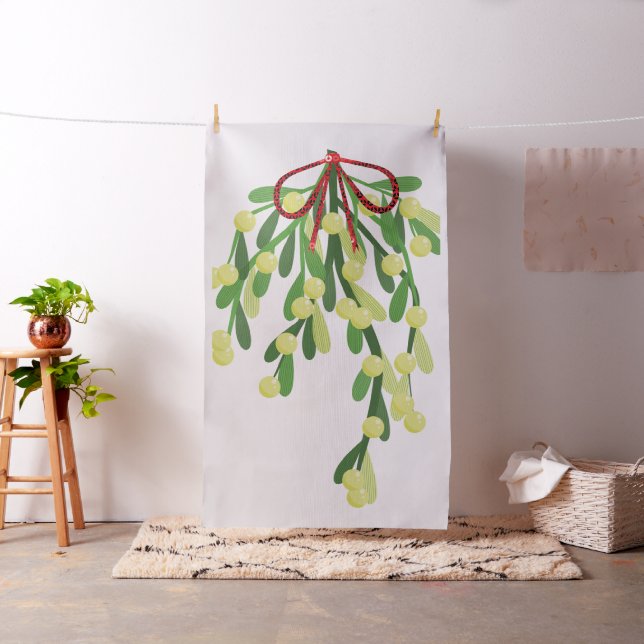 Red julafton mistletoväv tyg (In Situ)