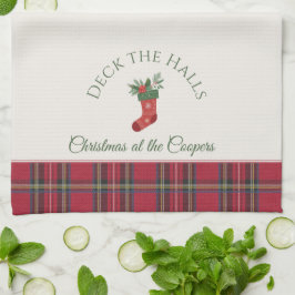 Red Julafton Stocking Customized Family Namn jul Kökshandduk