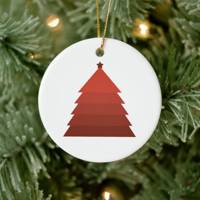 Red Julgran Ceramic Ornament (Träd)