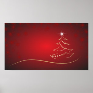 Red julgran christmas poster