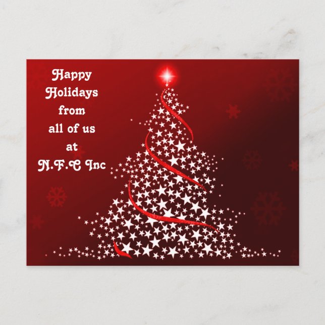 Red Julgran Corporate Helgdag PostCard Helg Vykort (Framsida)