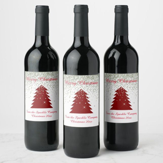 RED JULGRAN GNISTRA ANPASSADE VIN GIFT VINFLASKA ETIKETT (Flaskor)