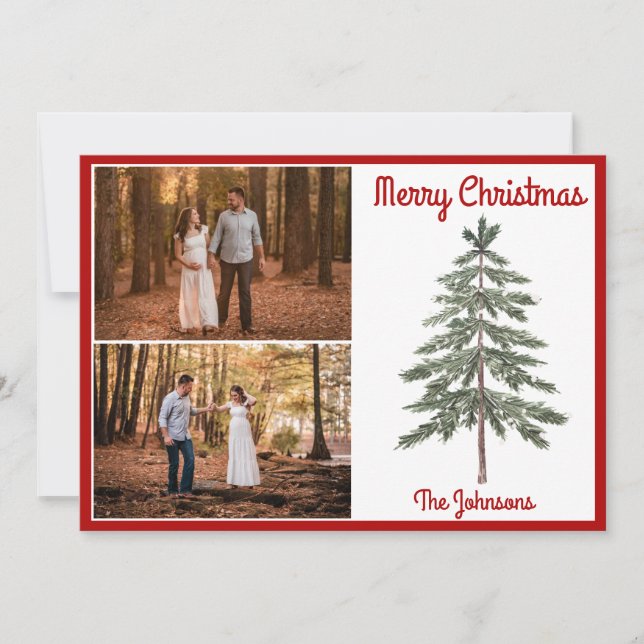 Red Julgran Helgdag Card Julkort (Framsida)