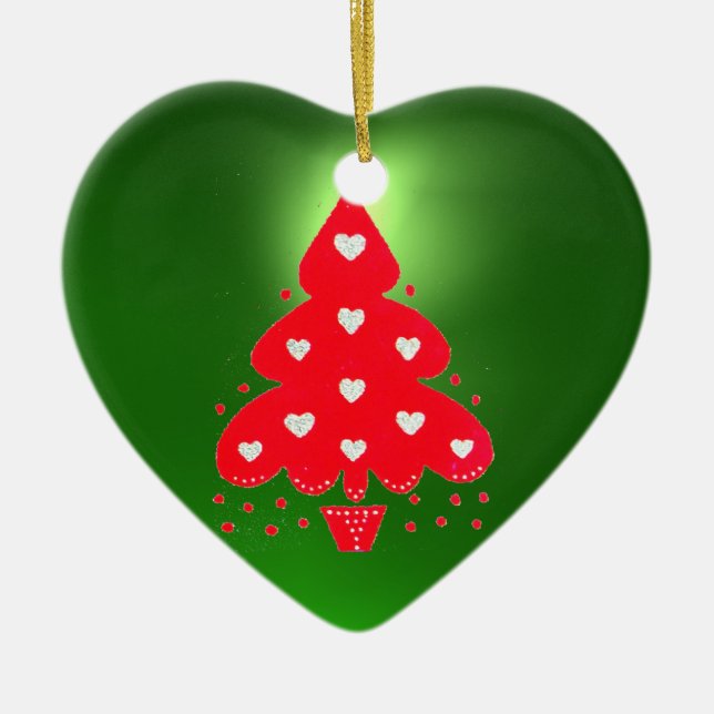 RED JULGRAN JULFEST GRÖNT JULGRANSPRYDNAD KERAMIK (Framsidan)