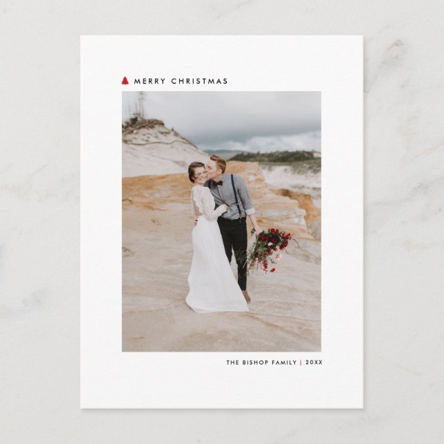 Red Julgran Modern God jul Photo Helg Vykort (Framsida)