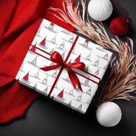 Red Julgran Mönster#5 ID1009 Presentpapper