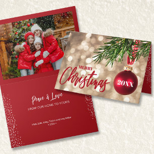 Red Julgran Ornament Photo Kort