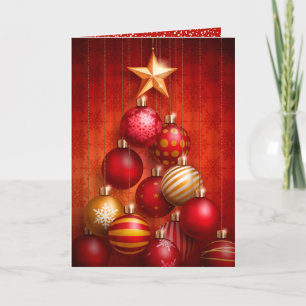 Red Julgran Ornaments Foldad Business Helgkort