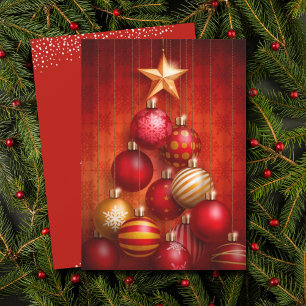 Red Julgran Ornaments Julkort