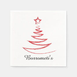 Red Julgran Personlig Cocktail Napkin Pappersservett