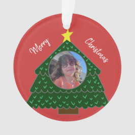 Red Julgran Photo Ornament