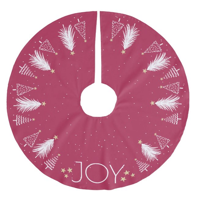 Red Julgran Skirt Guld Stars Julgransmatta Borstad Polyester (Framsidan)