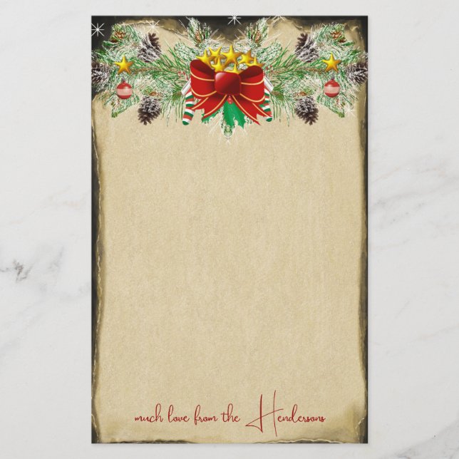 Red Julgran Stars Guld Ljus Garland Brevpapper (Framsida)