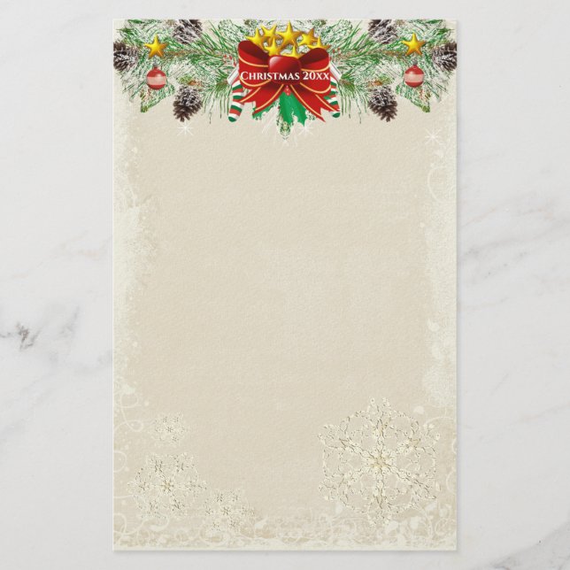 Red Julgran Stars Snowflake Garland Brevpapper (Framsida)