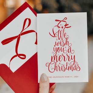 Red Julgran Typography-skript Julkort