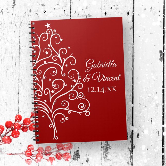 Red Julgran Winter Wedding Anteckningsbok (Skapare uppladdad)