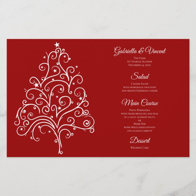 Red Julgran Winter Wedding Menu (Framsida)