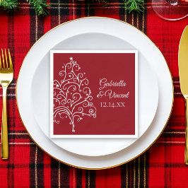 Red Julgran Winter Wedding Pappersservett