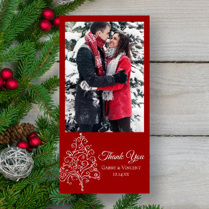 Red Julgran Winter Wedding Tack Kort