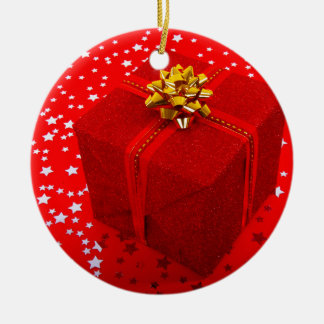 Red Julklapp Box Julgransprydnad Keramik