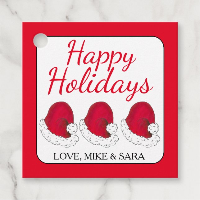 Red Jultomten Hat jul Glad helg Gåvor Etiketter (Framsida)