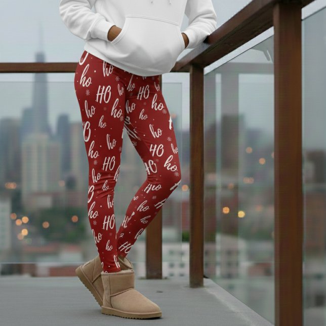 Red Jultomten Ho Ho Ho Ho Julbalgings Leggings (Red Santa Claus Ho Ho Ho Christmas Leggings
)