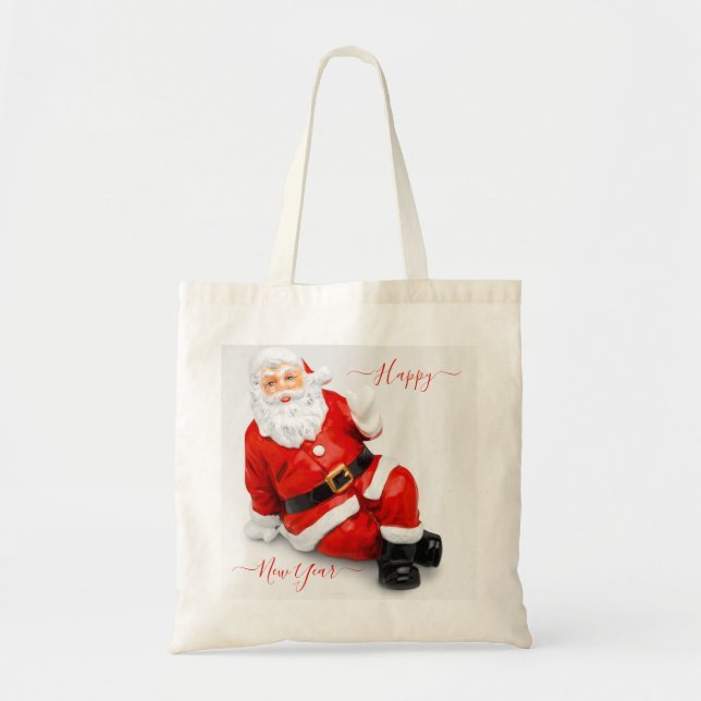 Red Jultomten Tote Bag Tygkasse (Framsidan)