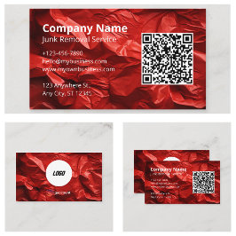 Red Junk Borttagning Hauling Service Logotyp Visitkort