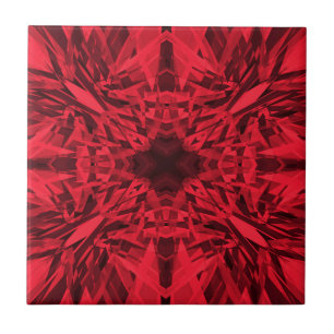 Red kaleidoscope stjärna mönster kakelplatta